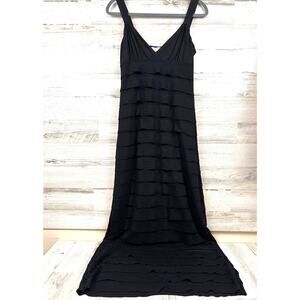 Sophie Max Elena Nora Black Tiered Maxi Dress Womens M Sleeveless NWT Boho